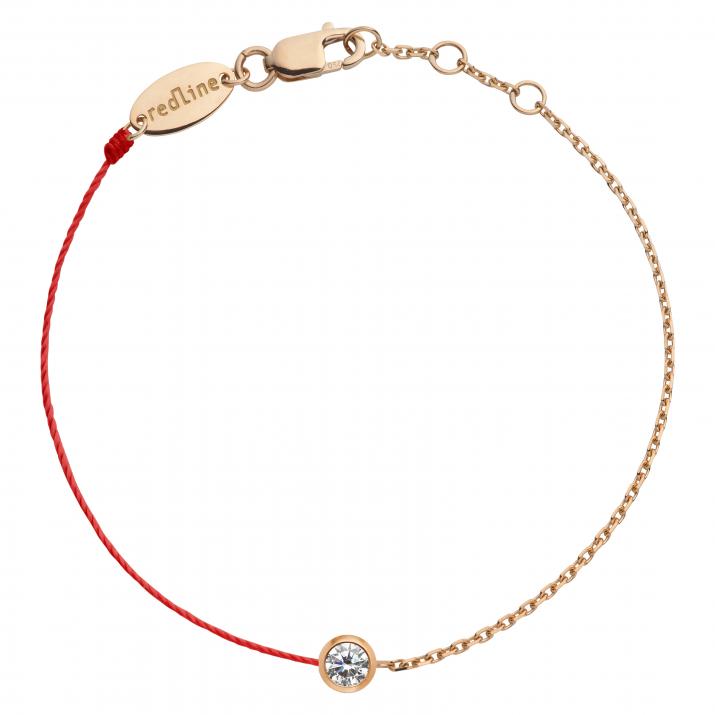 Bracelet cheville fil et chaîne avec diamant 0.10 carat en serti clos or rose - Redline