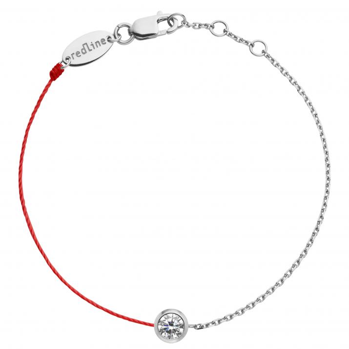 Bracelet fil et chaîne avec diamant 0.20 carat serti clos or blanc - Redline - 0++