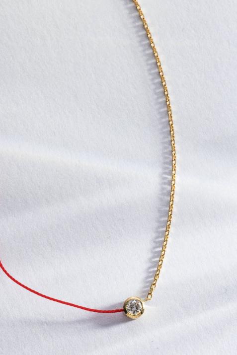 Collier fil et chaîne avec diamant 0.20 carat serti clos or jaune - Redline - 0++