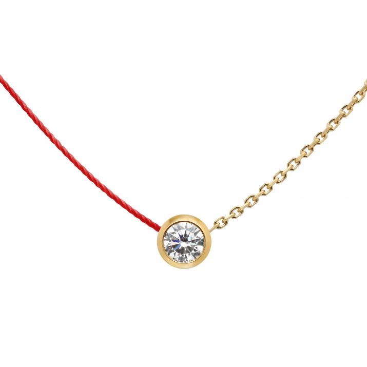 Collier fil et chaîne avec diamant 0.20 carat serti clos or jaune - Redline - 0++