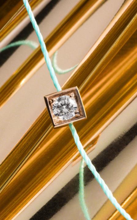 Bracelet fil avec diamant 0.10 carat en serti carré or rose - Redline - 0++