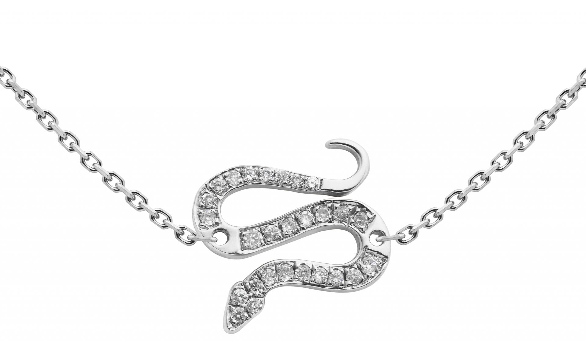 Pendentif Serpent Avec Tête En Diamant Cz – Argent Massif 925 Rhodié – 7mm – 1.0 Gr – Neuf Avec Étiquettes