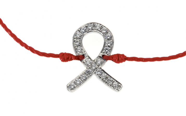 Bracelet fil rouge Sidaction diamant or blanc - Redline - 0++