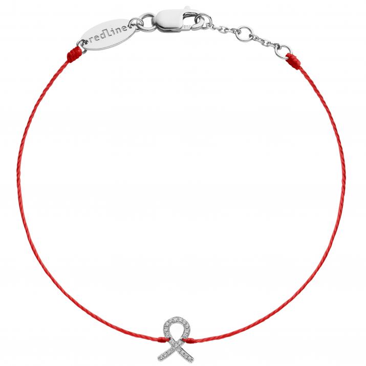 Bracelet fil rouge Sidaction diamant argent - Redline - 0++