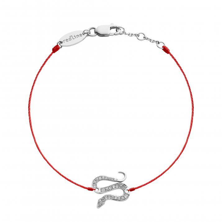 Bracelet fil serpent or blanc pavé diamants - Redline - 0++