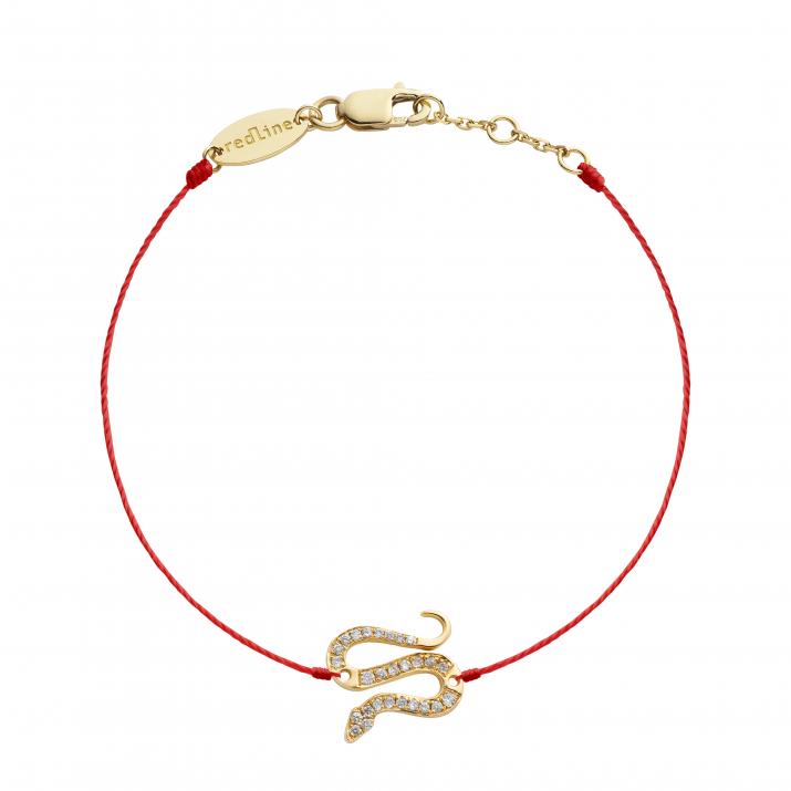 Bracelet fil serpent or jaune pavé diamants - Redline - 0++