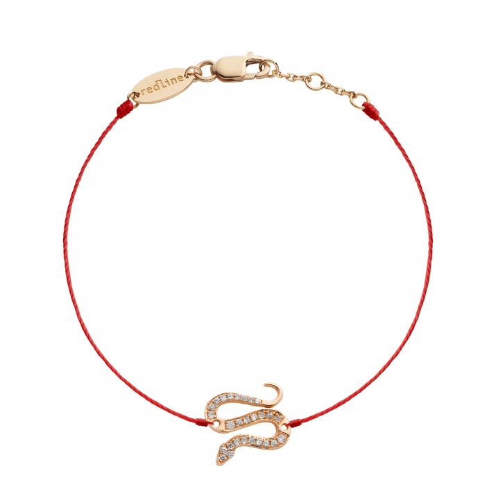 Bracelet fil serpent or rose pavé diamants - Redline - 0++