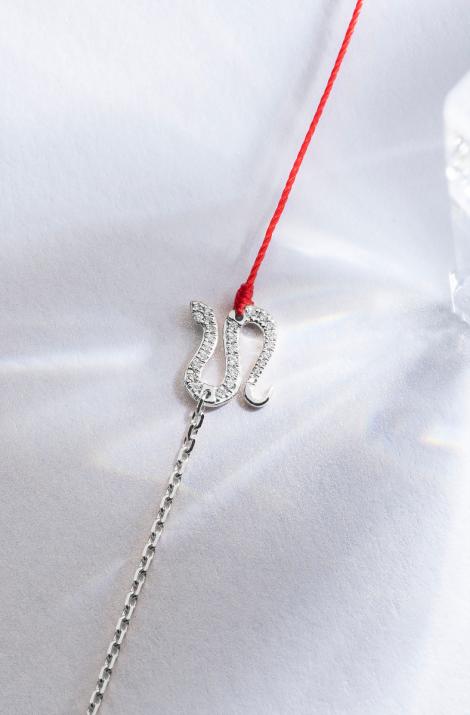 Bracelet fil et chaîne serpent or blanc pavé diamants - Redline - 0++