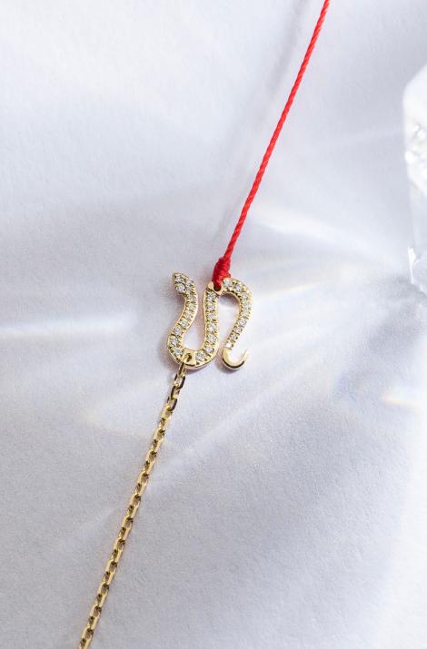 Bracelet fil et chaîne serpent or jaune pavé diamants - Redline - 0++