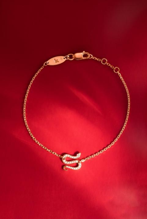 Bracelet chaîne serpent or rose pavé diamants - Redline - 0++