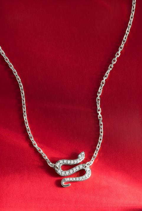 Collier chaîne serpent or blanc pavé diamants - Redline - 0++