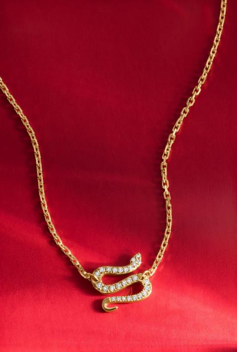 Collier chaîne serpent or jaune pavé diamants - Redline - 0++