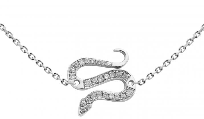 Collier chaîne serpent or blanc pavé diamants - Redline - 0++