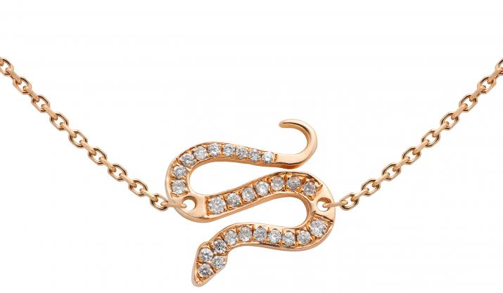 Collier chaîne serpent or rose pavé diamants - Redline - 0++