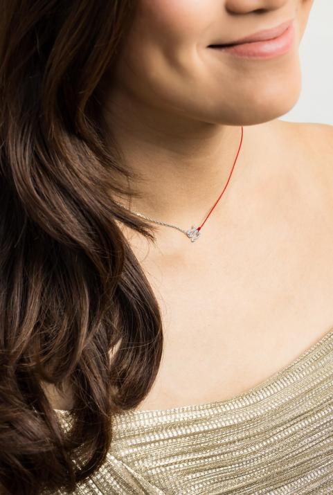 Collier fil et chaîne serpent or blanc pavé diamants - Redline - 0++