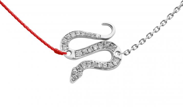 Collier fil et chaîne serpent or blanc pavé diamants - Redline - 0++