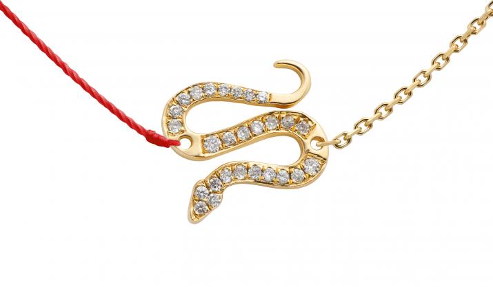 Collier fil et chaîne serpent or jaune pavé diamants - Redline - 0++