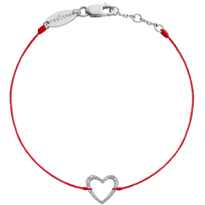 Bracelet fil coeur pavé diamant or blanc - Redline - 0++