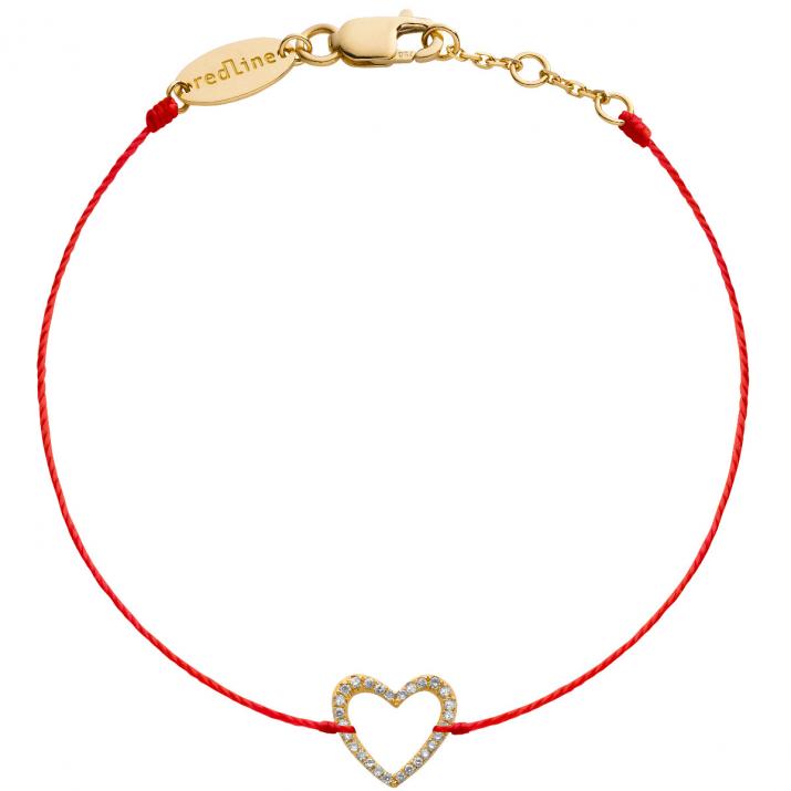 Bracelet fil coeur pavé diamant or jaune - Redline - 0++