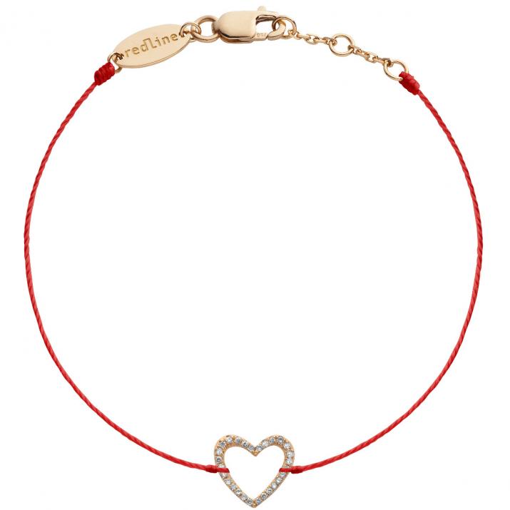 Bracelet fil coeur pavé diamant or rose - Redline - 0++