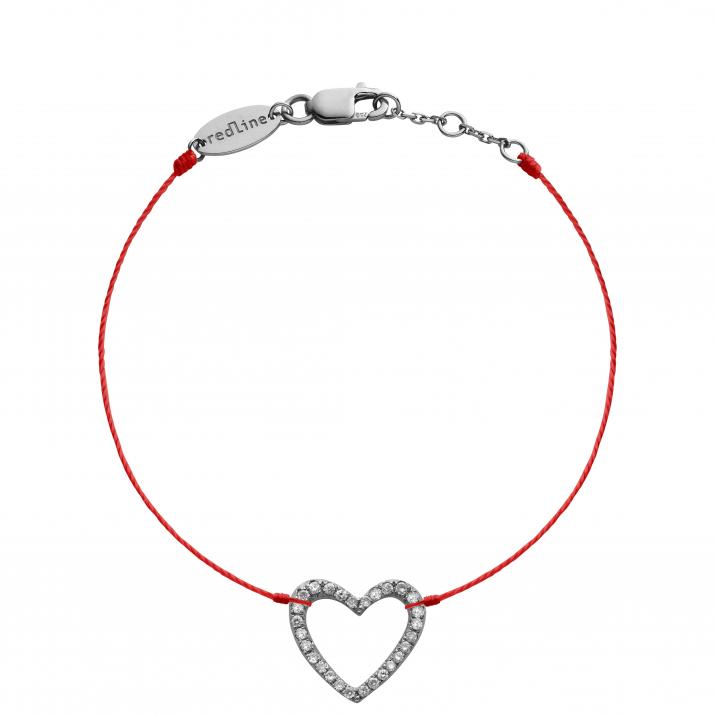 Bracelet fil coeur pavé diamant or noir - Redline - 0++