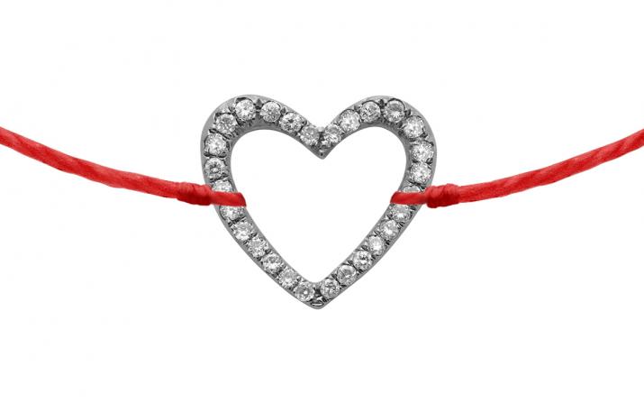 Bracelet fil coeur pavé diamant or noir - Redline - 0++