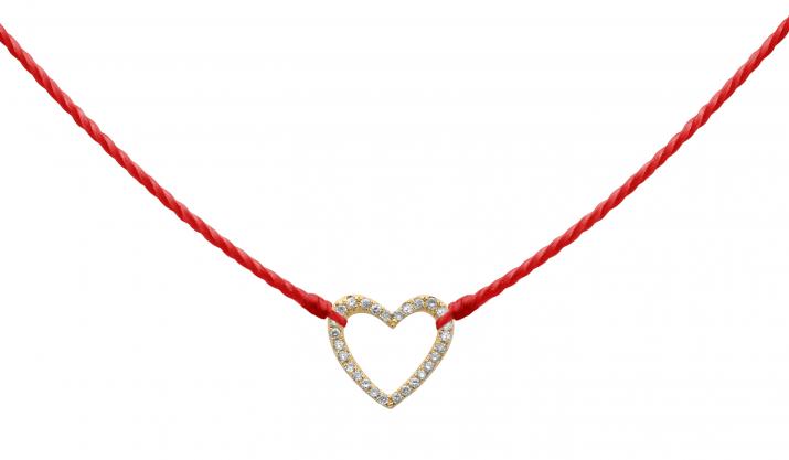 Collier fil coeur pavé diamant or jaune - Redline