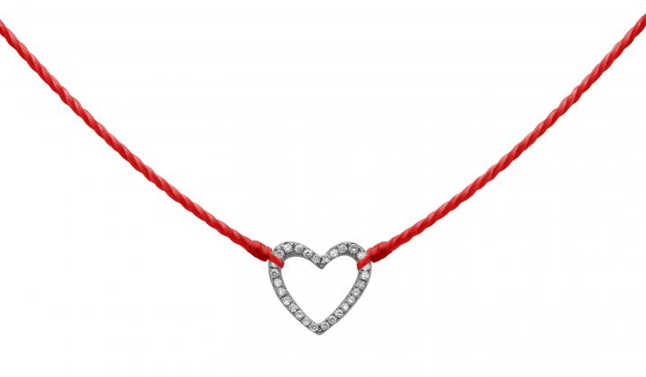 Collier fil coeur pavé diamant or noir - Redline