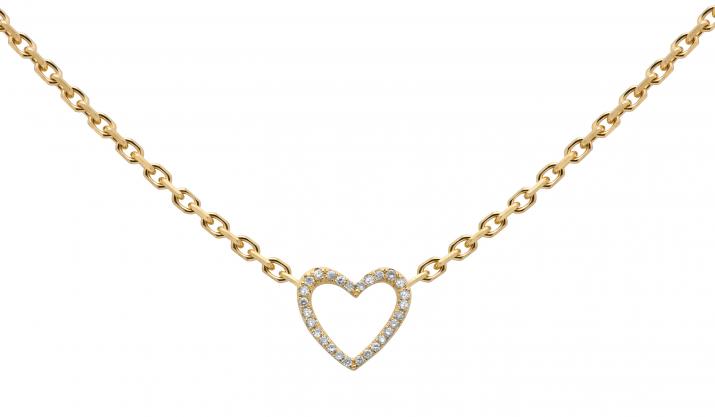 Collier chaîne coeur pavé avec diamant or jaune - Redline