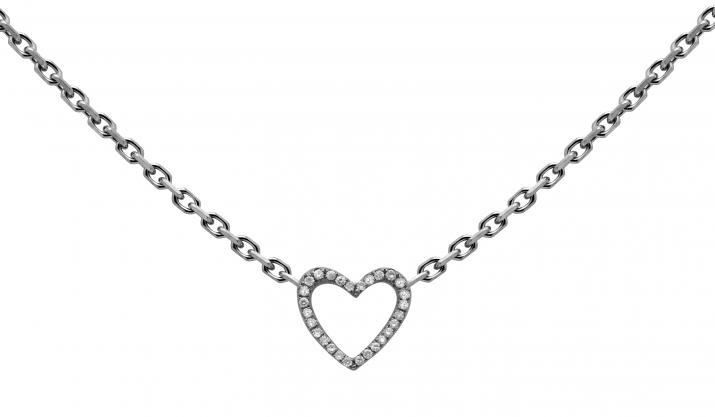 Collier chaîne coeur pavé avec diamant or noir - Redline