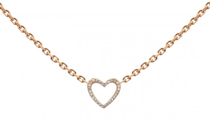 Collier chaîne coeur pavé avec diamant or rose - Redline