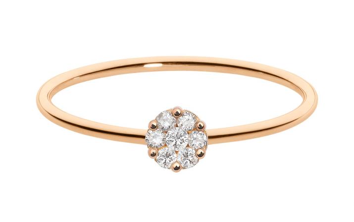 Bague jonc avec diamant 0.05 carat en serti griffe or rose - Redline - 0++