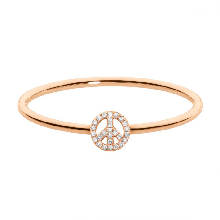 Bague Jonc avec 0.12ct Diamant Rond en Or Rose Pavé - Redline - 0++