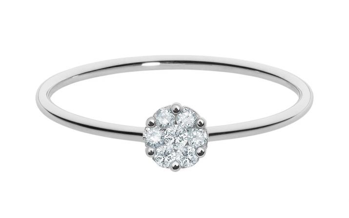 Bague jonc avec diamant 0.1 carat en serti griffe or blanc - Redline - 0++