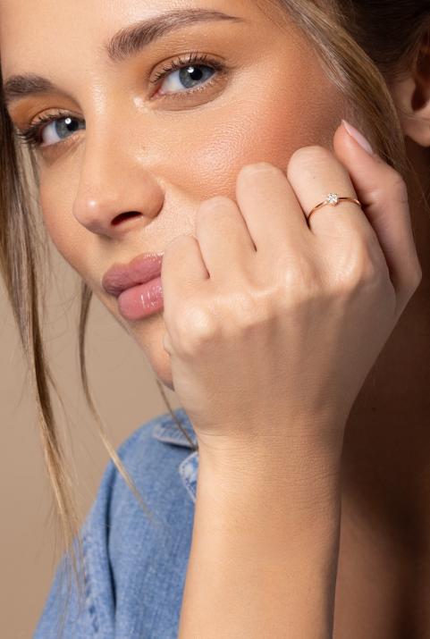 Bague jonc avec diamant 0.2 carat serti griffe or rose - Redline - 0++