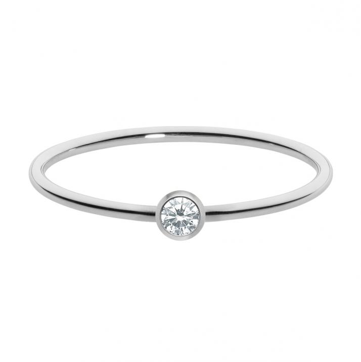 Bague jonc avec diamant 0.05 carat en serti clos or blanc - Redline - 0++