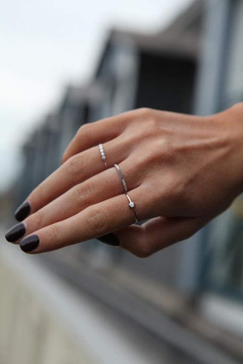 Bague jonc avec diamant 0.05 carat en serti clos or noir - Redline - 0++