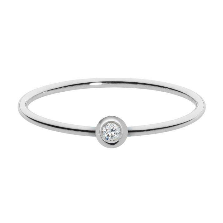 Bague jonc avec diamant 0.05 carat serti clos or blanc - Redline - 0++