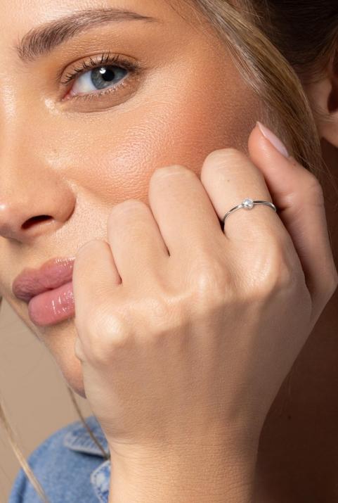 Bague jonc avec diamant 0.1 carat en serti clos or blanc - Redline - 0++
