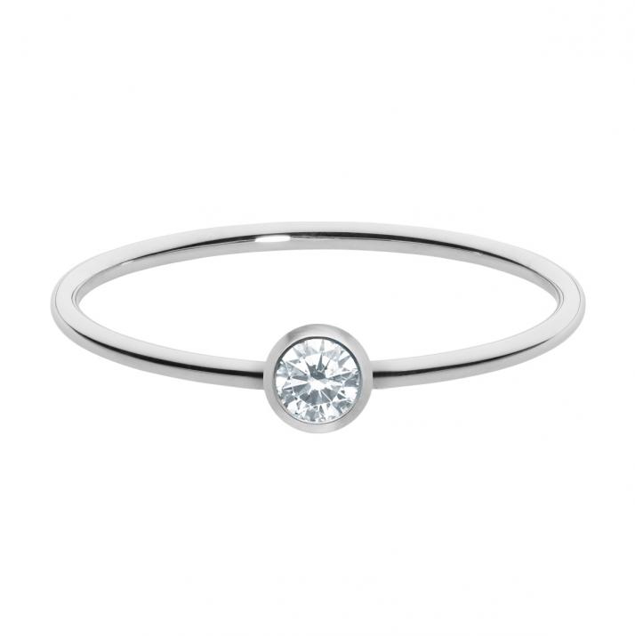 Bague jonc avec diamant 0.1 carat en serti clos or blanc - Redline - 0++