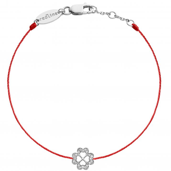 Bracelet fil trèfle à 4 feuilles or blanc pavé diamants - Redline