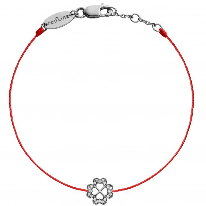Bracelet fil trèfle à 4 feuilles or noir pavé diamants - Redline - 0++