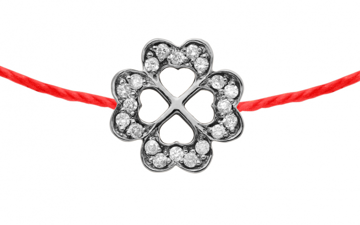 Bracelet fil trèfle à 4 feuilles or noir pavé diamants - Redline - 0++