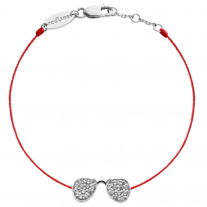 Bracelet fil lunettes de soleil or blanc pavé diamant - Redline