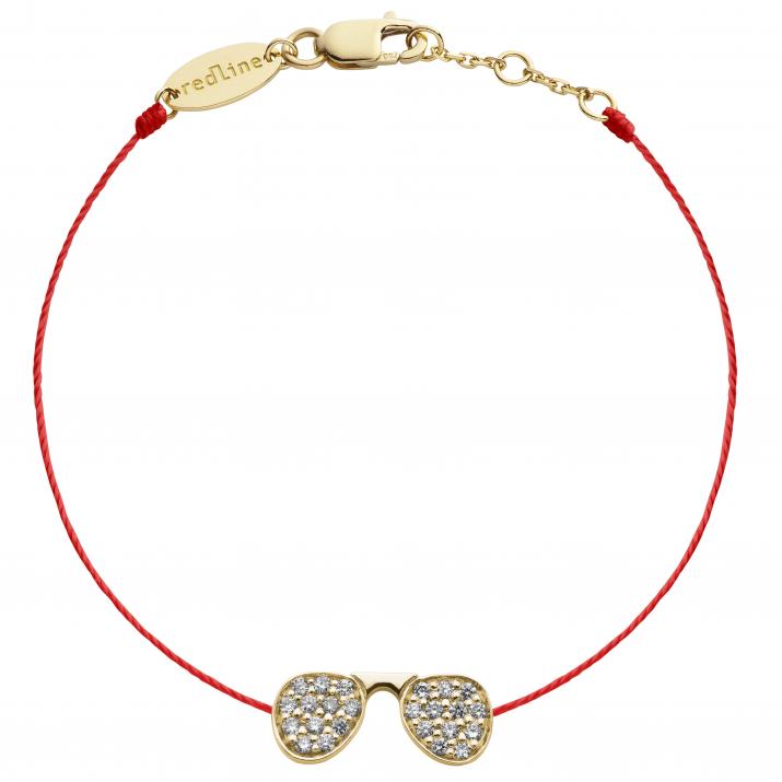 Bracelet fil lunettes de soleil or jaune pavé diamant - Redline