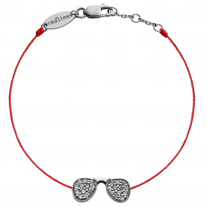 Bracelet fil lunettes de soleil or noir pavé diamant - Redline