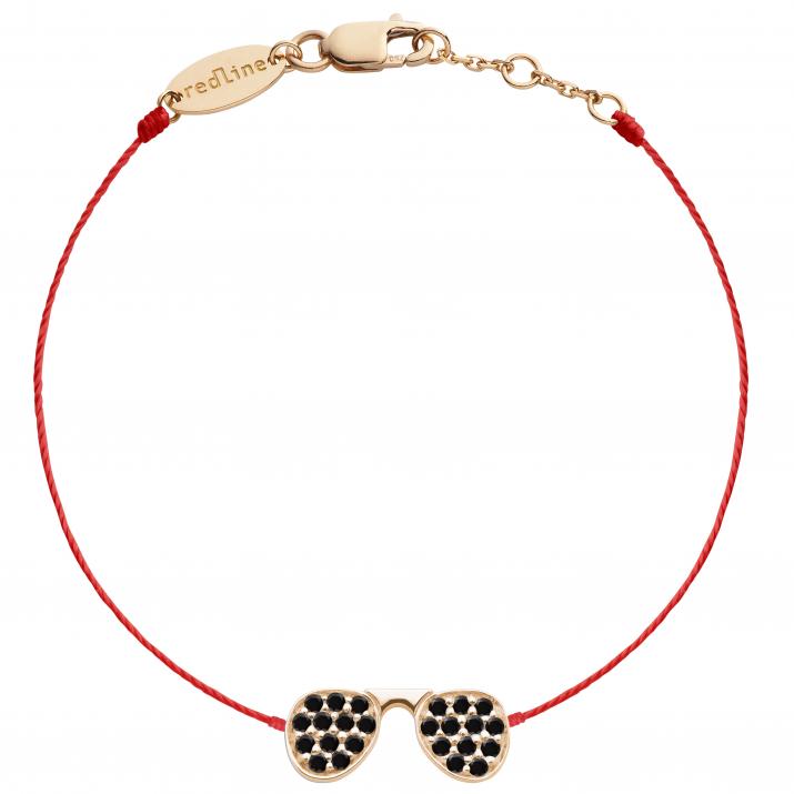 Bracelet fil lunettes de soleil or rose pavé diamant noir - Redline