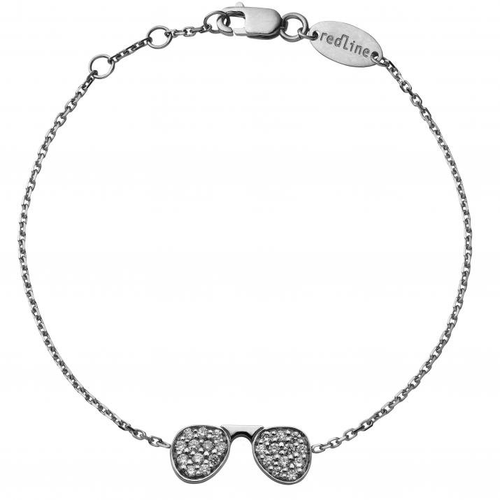 Bracelet chaîne lunettes de soleil or noir pavé diamant - Redline