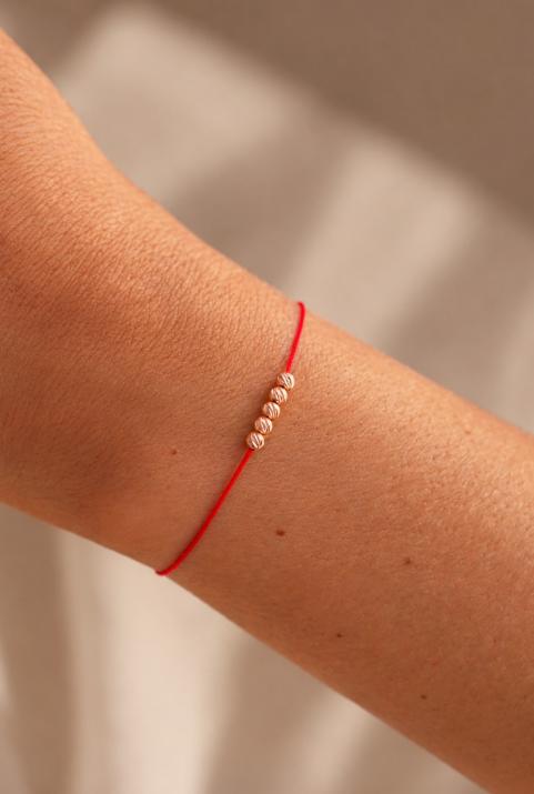 Bracelet fil avec 5 perles fermoir en or rose - Redline - 0++