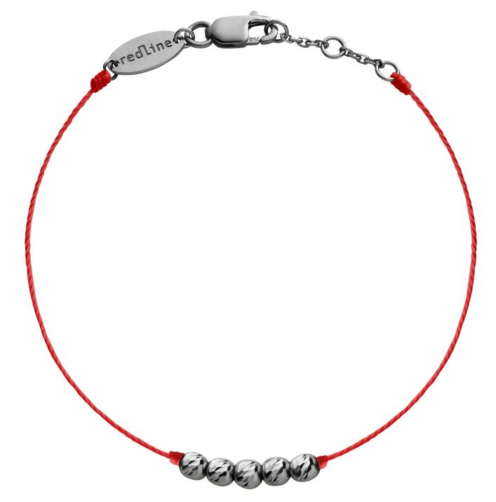 Bracelet fil avec 5 perles fermoir en or noir - Redline